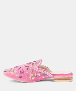 Rag & Co Marcella Embroidered Mules In Pink 11 Rag & Co Marcella Embroidered Mules In Pink