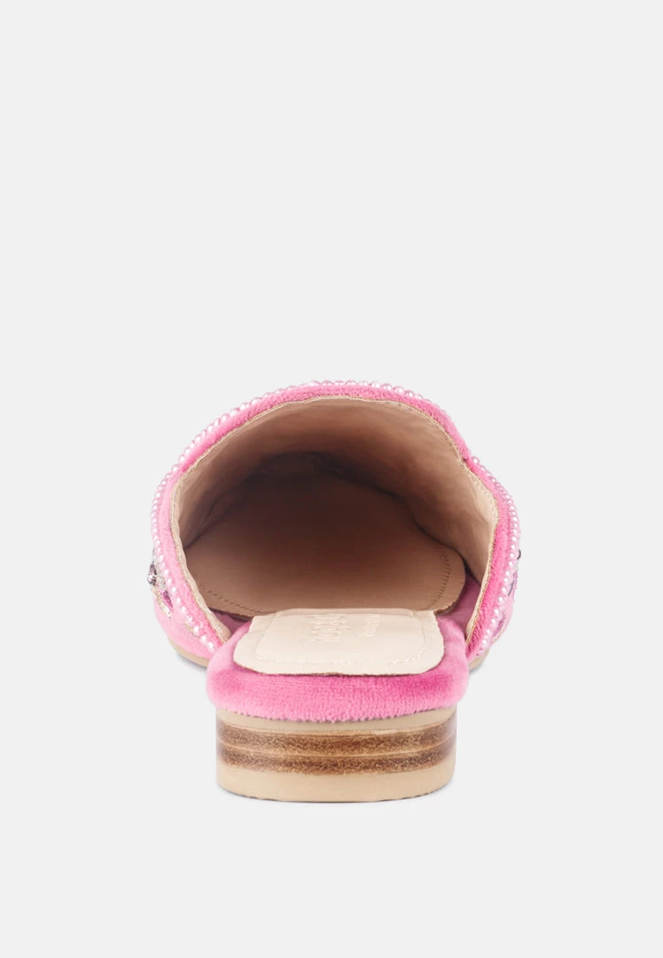 Rag & Co Marcella Embroidered Mules In Pink 7 Rag & Co Marcella Embroidered Mules In Pink