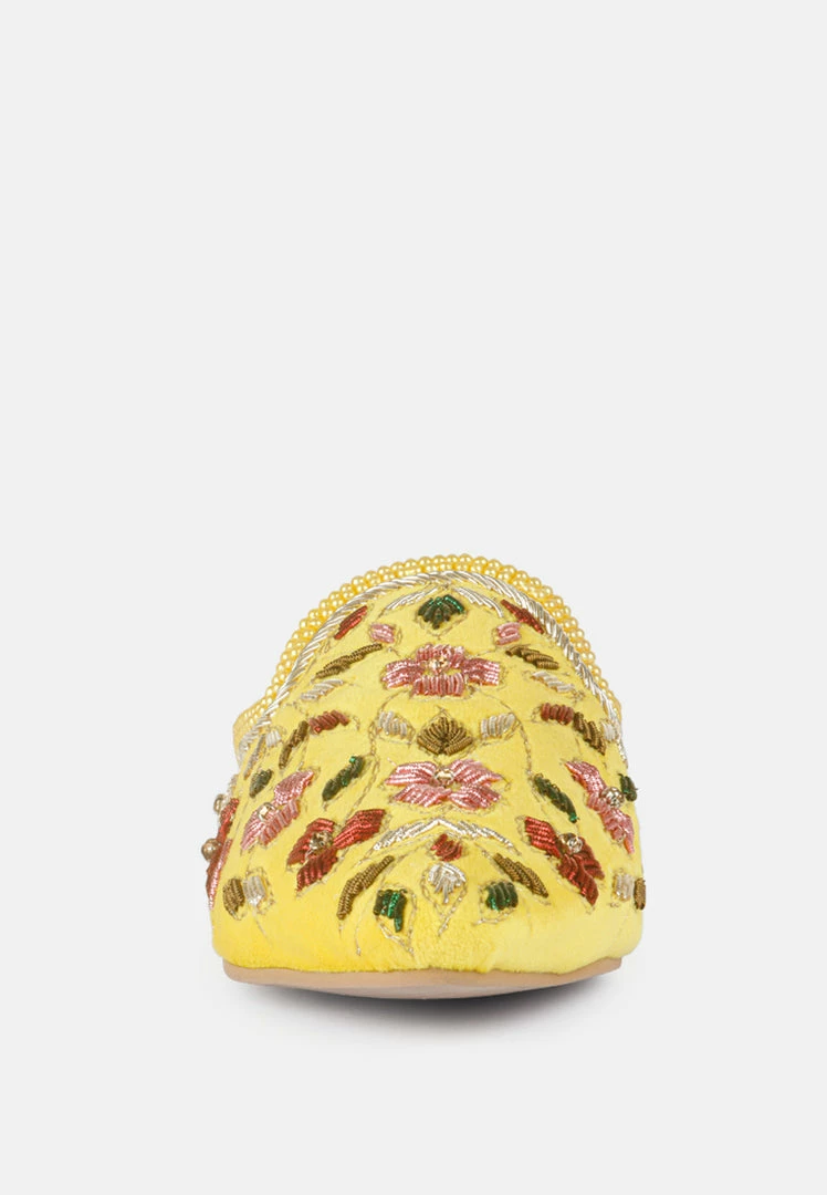 Rag & Co Marcella Embroidered Mules In Yellow 5 Rag & Co Marcella Embroidered Mules In Yellow