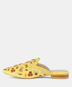 Rag & Co Marcella Embroidered Mules In Yellow 11 Rag & Co Marcella Embroidered Mules In Yellow