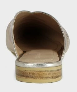 Rag & Co Melinda Gold Leather Flat Mules
