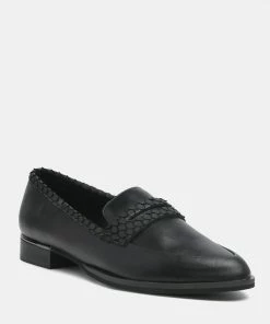 Rag & Co NADIA Black Leather Penny Loafers Loafers & Ballerinas