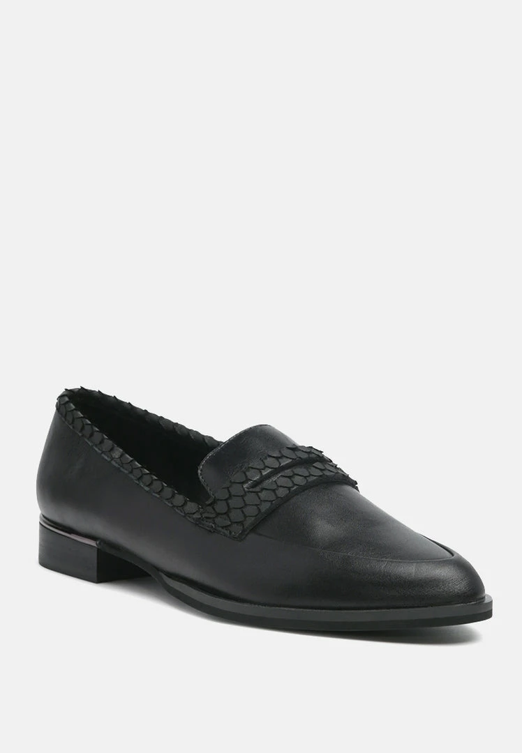 Rag & Co NADIA Black Leather Penny Loafers Loafers & Ballerinas 3 Rag & Co NADIA Black Leather Penny Loafers Loafers & Ballerinas