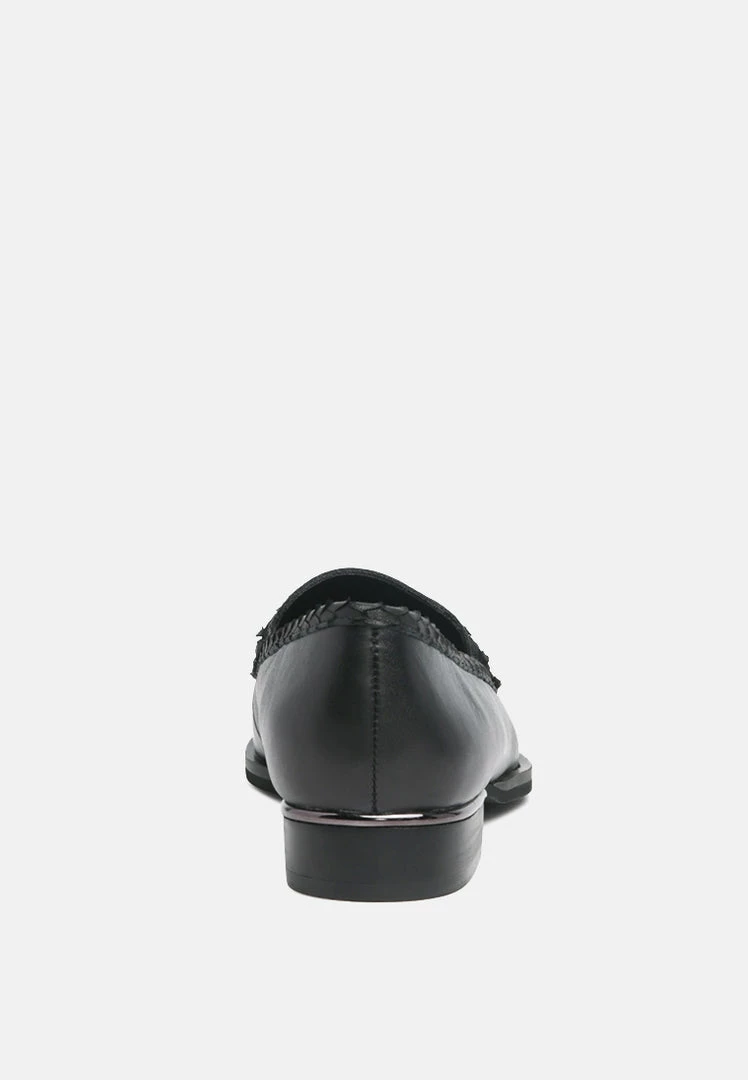 Rag & Co NADIA Black Leather Penny Loafers Loafers & Ballerinas 7 Rag & Co NADIA Black Leather Penny Loafers Loafers & Ballerinas