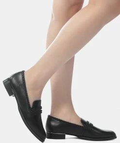 Rag & Co NADIA Black Leather Penny Loafers Loafers & Ballerinas 18 Rag & Co NADIA Black Leather Penny Loafers Loafers & Ballerinas