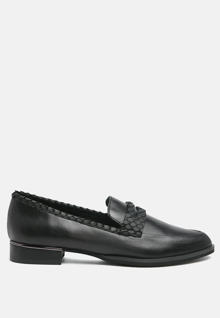 Rag & Co NADIA Black Leather Penny Loafers Loafers & Ballerinas 4 Rag & Co NADIA Black Leather Penny Loafers Loafers & Ballerinas