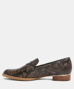 Rag & Co Loafers & Ballerinas NADIA Brown Snake Textured Loafers