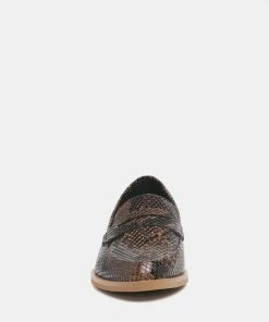 Rag & Co Loafers & Ballerinas NADIA Brown Snake Textured Loafers