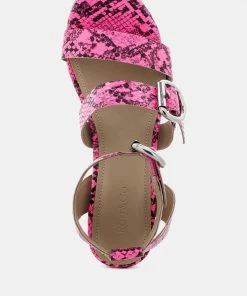 Rag & Co NELLA Fuchsia Stacked Heel Leather Sandal Sandals 14 Rag & Co NELLA Fuchsia Stacked Heel Leather Sandal Sandals