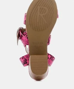 Rag & Co NELLA Fuchsia Stacked Heel Leather Sandal Sandals 15 Rag & Co NELLA Fuchsia Stacked Heel Leather Sandal Sandals
