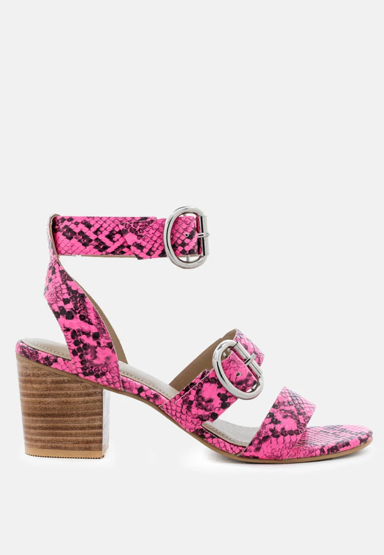 Rag & Co NELLA Fuchsia Stacked Heel Leather Sandal Sandals 4 Rag & Co NELLA Fuchsia Stacked Heel Leather Sandal Sandals