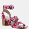Rag & Co NELLA Fuchsia Stacked Heel Leather Sandal Sandals 1 Rag & Co NELLA Fuchsia Stacked Heel Leather Sandal Sandals