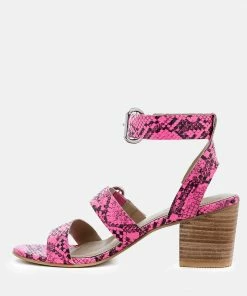 Rag & Co NELLA Fuchsia Stacked Heel Leather Sandal Sandals 12 Rag & Co NELLA Fuchsia Stacked Heel Leather Sandal Sandals