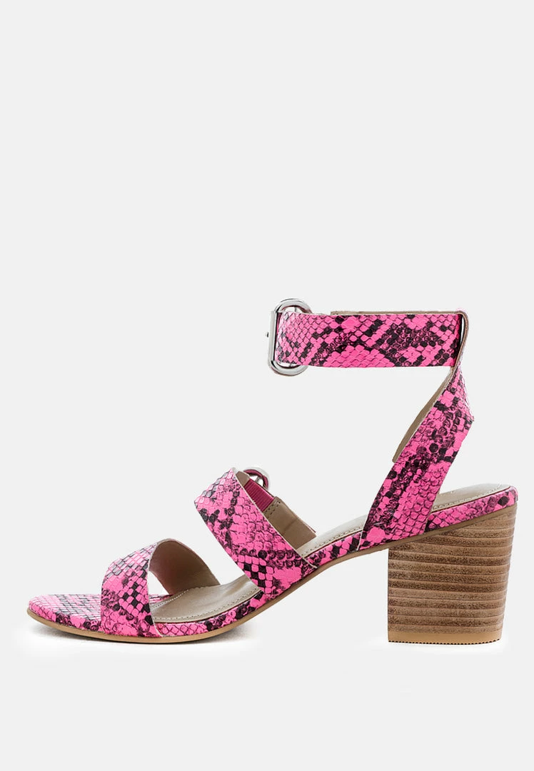 Rag & Co NELLA Fuchsia Stacked Heel Leather Sandal Sandals 6 Rag & Co NELLA Fuchsia Stacked Heel Leather Sandal Sandals