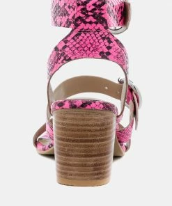 Rag & Co NELLA Fuchsia Stacked Heel Leather Sandal Sandals 13 Rag & Co NELLA Fuchsia Stacked Heel Leather Sandal Sandals