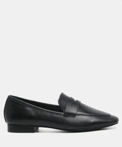 Rag & Co LILIANA Black Classic Leather Penny Loafers Loafers & Ballerinas