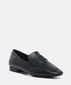 Rag & Co LILIANA Black Classic Leather Penny Loafers Loafers & Ballerinas