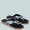 Rag & Co X OLSEN Broad Thong Flats In Black Snake 2 Rag & Co X OLSEN Broad Thong Flats In Black Snake