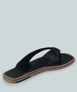 Rag & Co X OLSEN Broad Thong Flats In Black