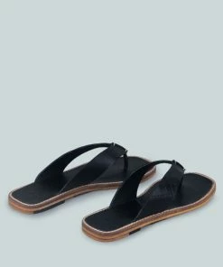 Rag & Co X OLSEN Broad Thong Flats In Black