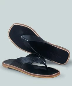 Rag & Co X OLSEN Broad Thong Flats In Black