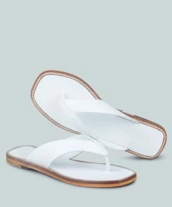 Rag & Co X OLSEN Broad Thong Flats In White 9 Rag & Co X OLSEN Broad Thong Flats In White