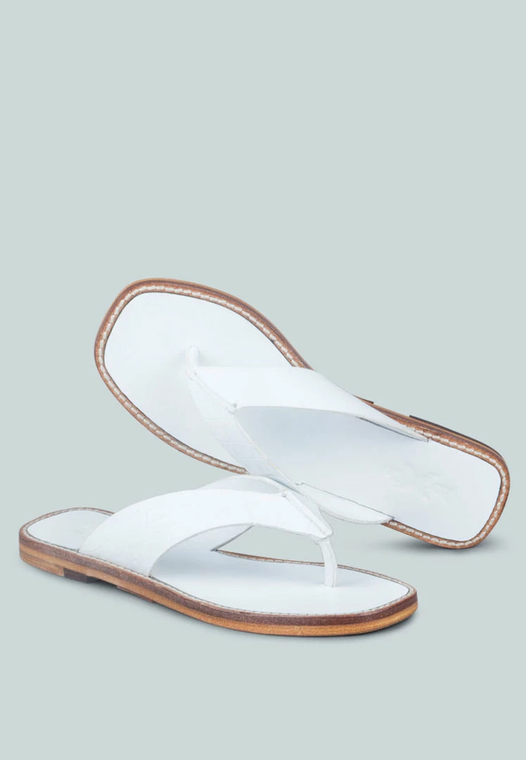 Rag & Co X OLSEN Broad Thong Flats In White 5 Rag & Co X OLSEN Broad Thong Flats In White