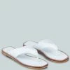 Rag & Co X OLSEN Broad Thong Flats In White