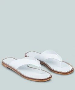 Rag & Co X OLSEN Broad Thong Flats In White