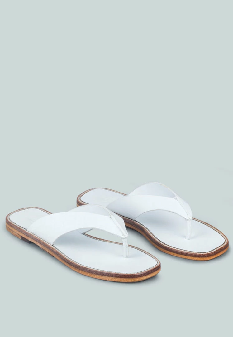 Rag & Co X OLSEN Broad Thong Flats In White 3 Rag & Co X OLSEN Broad Thong Flats In White