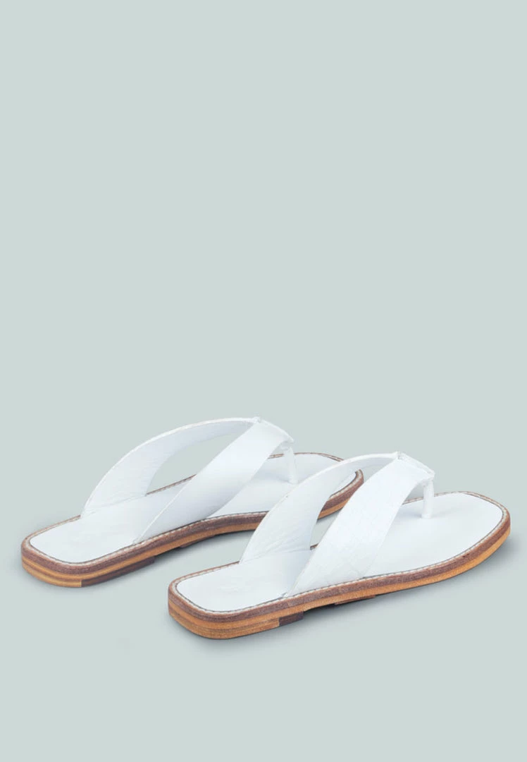 Rag & Co X OLSEN Broad Thong Flats In White 6 Rag & Co X OLSEN Broad Thong Flats In White