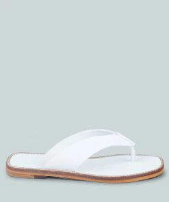 Rag & Co X OLSEN Broad Thong Flats In White