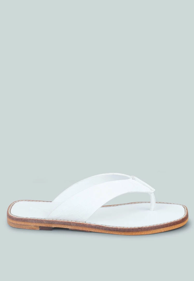 Rag & Co X OLSEN Broad Thong Flats In White 4 Rag & Co X OLSEN Broad Thong Flats In White
