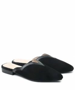 Rag & Co ORLA Black Classic Suede Walking Mules