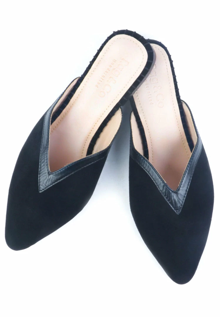 Rag & Co ORLA Black Classic Suede Walking Mules 6 Rag & Co ORLA Black Classic Suede Walking Mules