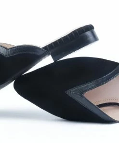 Rag & Co ORLA Black Classic Suede Walking Mules