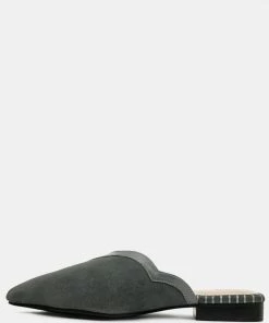 Rag & Co Flats ORLA Grey Classic Suede Walking Mules