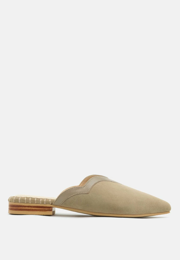 Rag & Co ORLA Taupe Classic Suede Walking Mules 4 Rag & Co ORLA Taupe Classic Suede Walking Mules