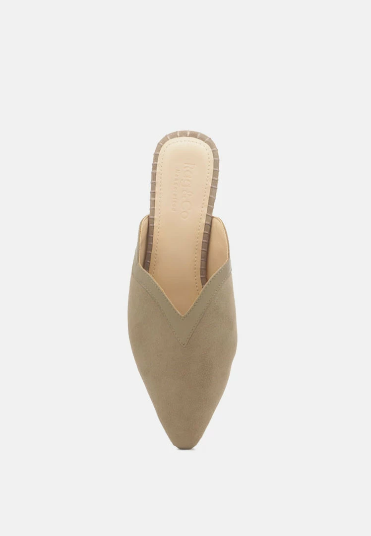 Rag & Co ORLA Taupe Classic Suede Walking Mules 8 Rag & Co ORLA Taupe Classic Suede Walking Mules