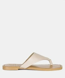Rag & Co OROFER Latte Soft Leather Luxury Thong Flats