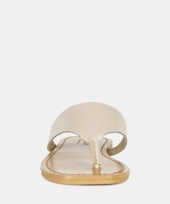 Rag & Co OROFER Latte Soft Leather Luxury Thong Flats