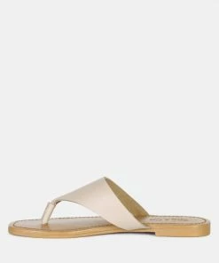 Rag & Co OROFER Latte Soft Leather Luxury Thong Flats