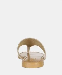 Rag & Co OROFER Latte Soft Leather Luxury Thong Flats