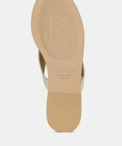 Rag & Co OROFER Latte Soft Leather Luxury Thong Flats
