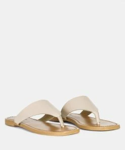 Rag & Co OROFER Latte Soft Leather Luxury Thong Flats