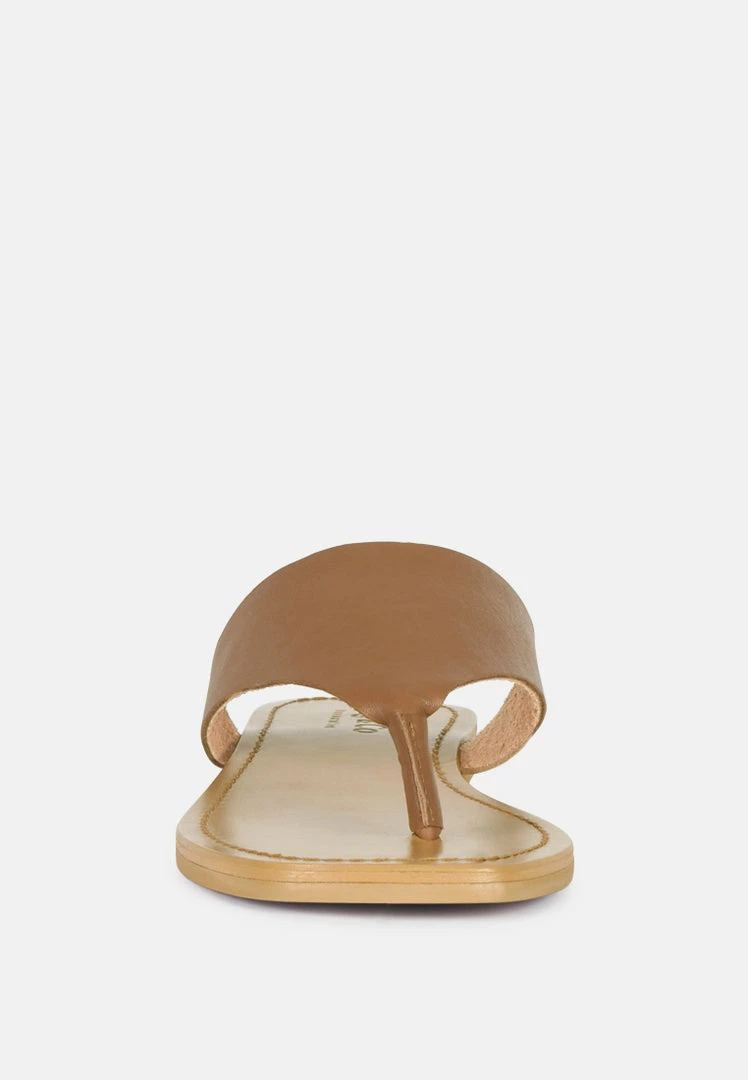 Rag & Co OROFER Tan Soft Leather Luxury Thong Flats 5 Rag & Co OROFER Tan Soft Leather Luxury Thong Flats