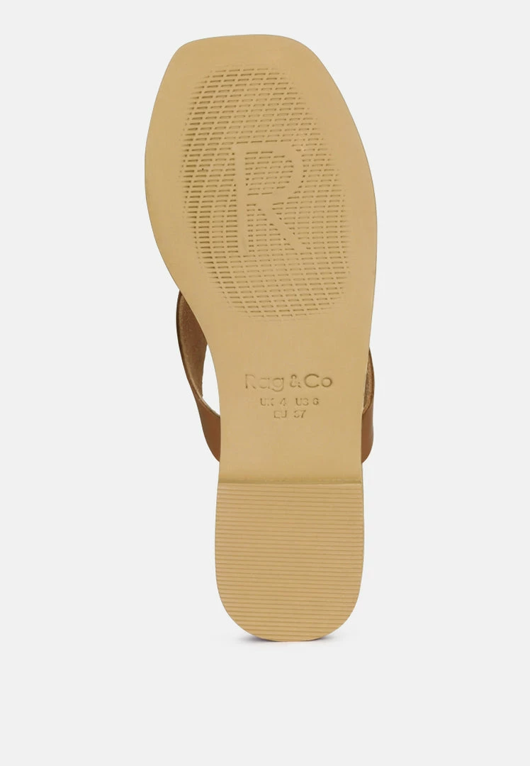 Rag & Co OROFER Tan Soft Leather Luxury Thong Flats 8 Rag & Co OROFER Tan Soft Leather Luxury Thong Flats