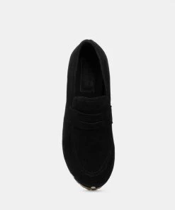 Rag & Co Clogs OSAGE Black Clog Loafers In Fine Suede