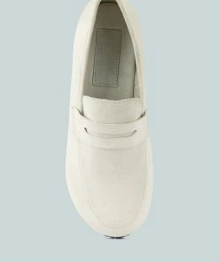 Rag & Co OSAGE White Clog Loafers In Fine Suede Clogs