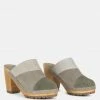 Rag & Co Ochroma Vintage Patchwork Suede Mule Clogs In Olive